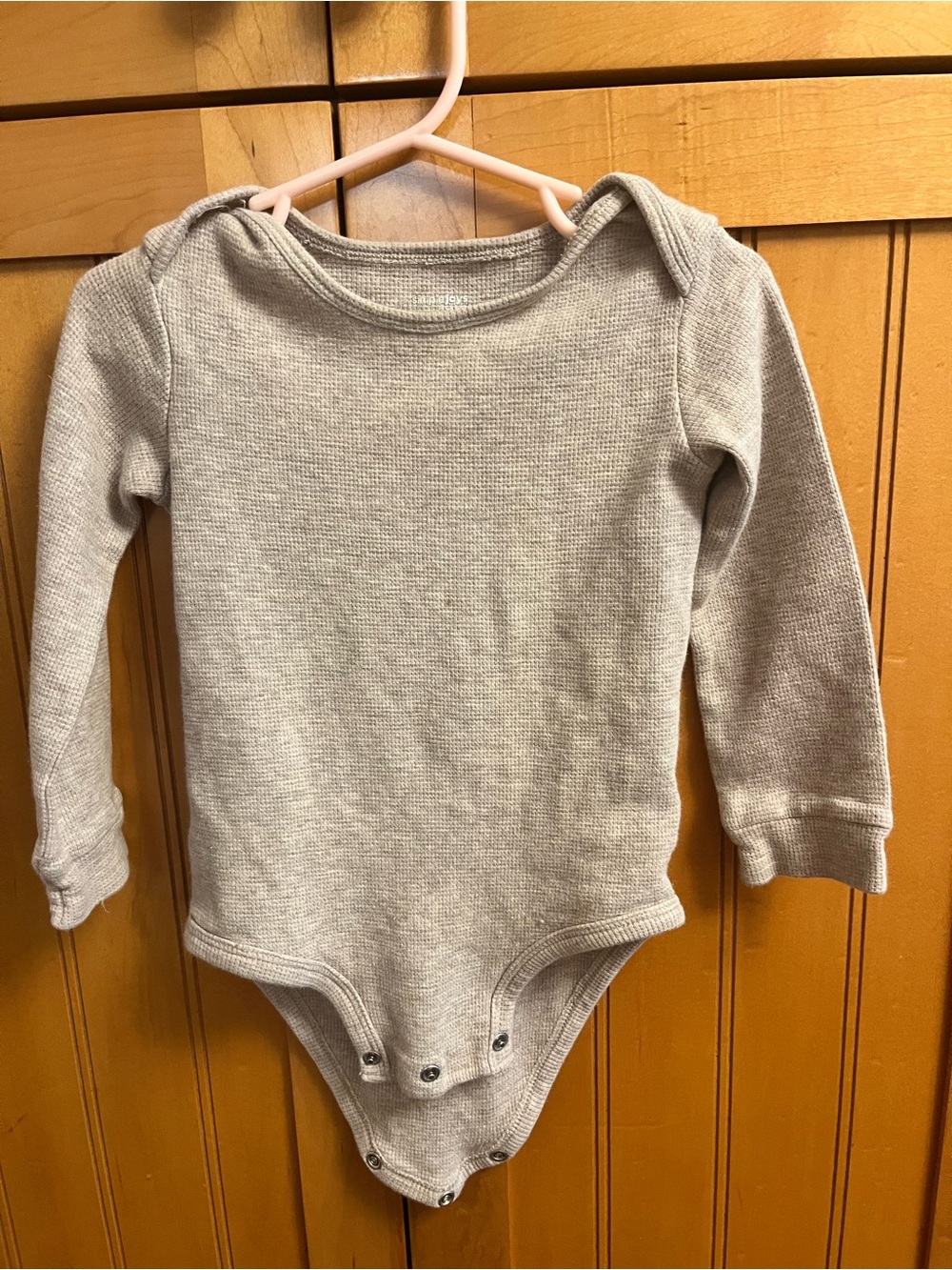 Long-Sleeve Oatmeal Waffle Knit Baby Onesie